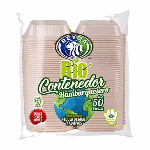 CONTENEDOR BIODEGRADABLE PARA HAMBURGUESA 50 PZAS