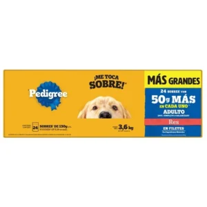 SOBRES PEDIGREE SABOR RES 24 PIEZAS 3.8 KG
