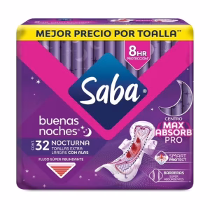 TOALLAS FEMENINAS SABA BUENAS NOCHES 32 PIEZAS
